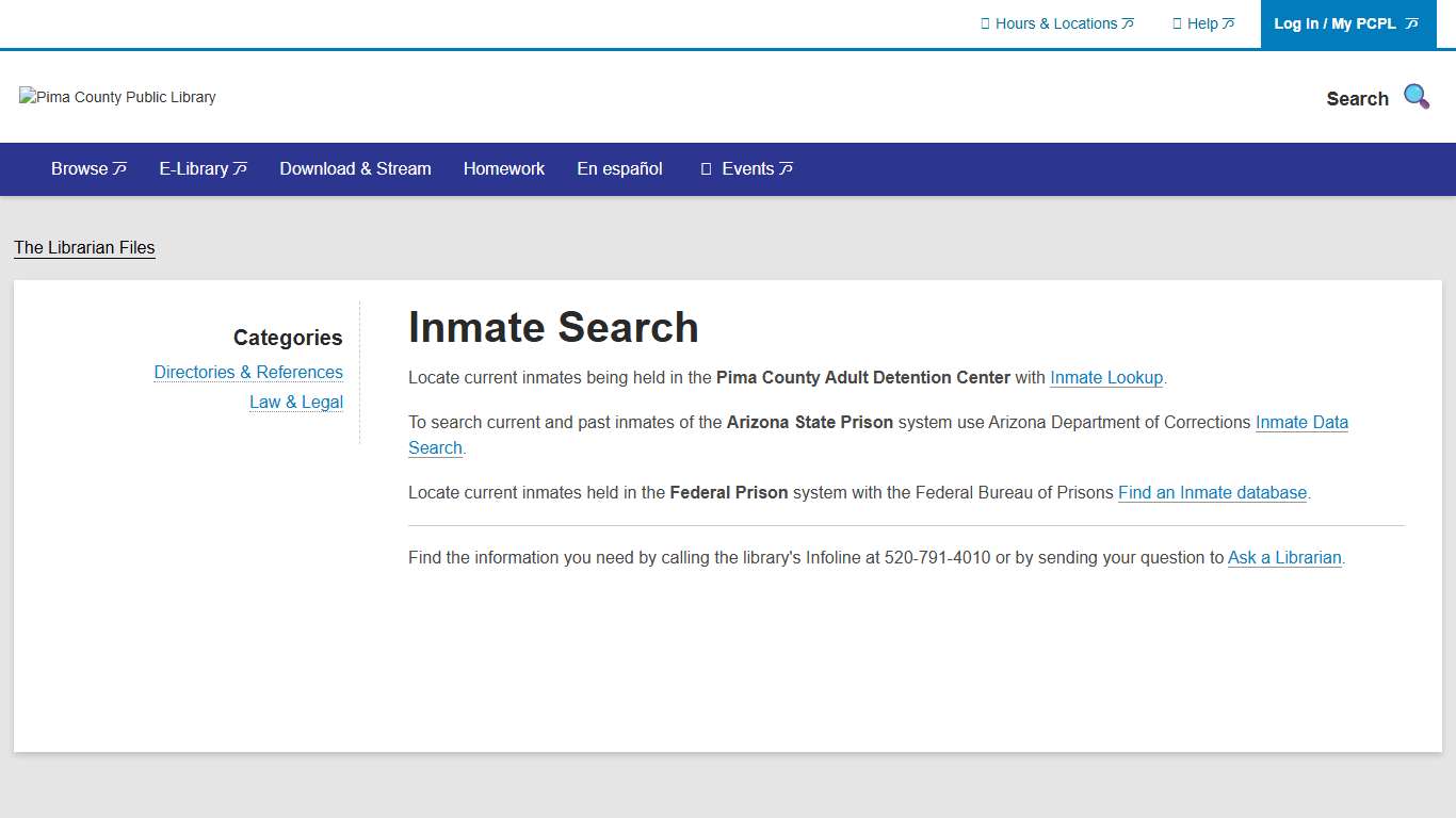 Inmate Search Pima County Public Library